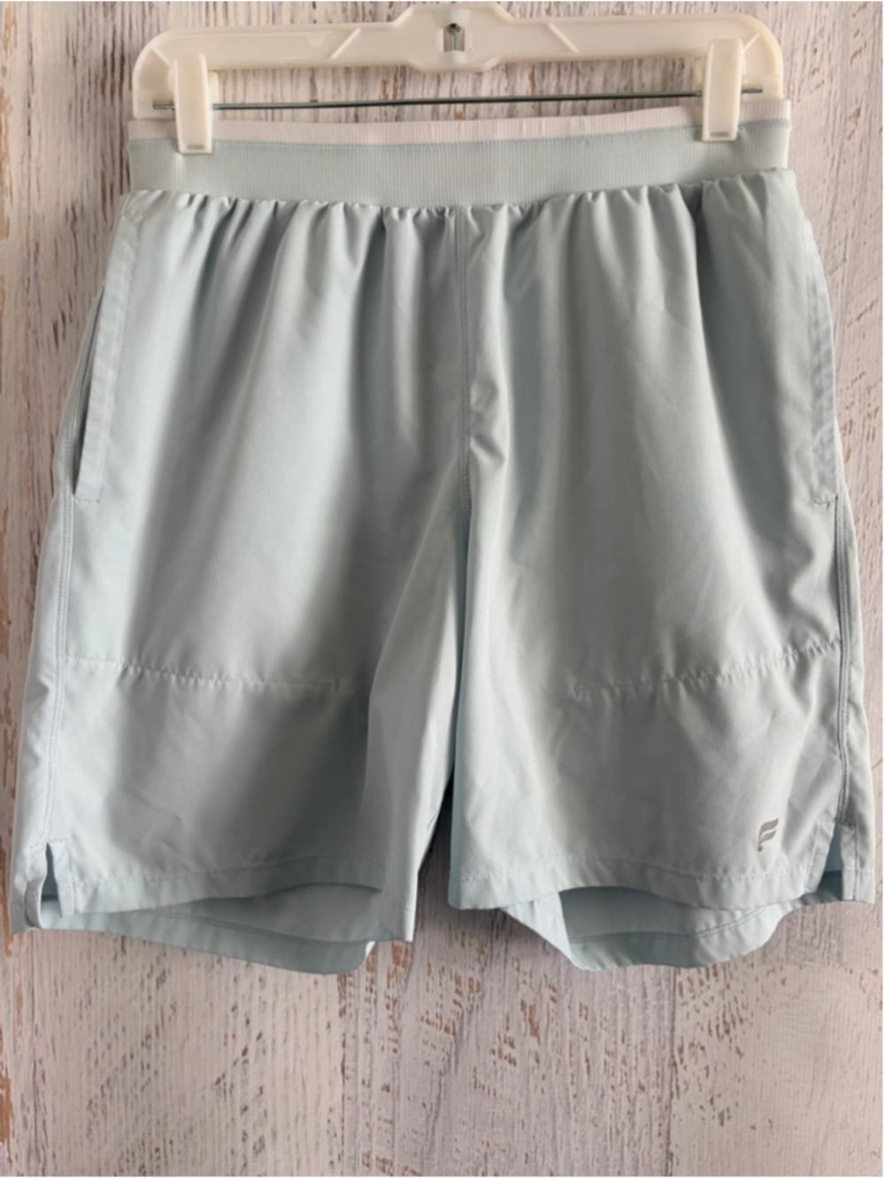 Men's Fabletics Athletic Fundamental II 7in Unlined Shorts M Light Blue & White